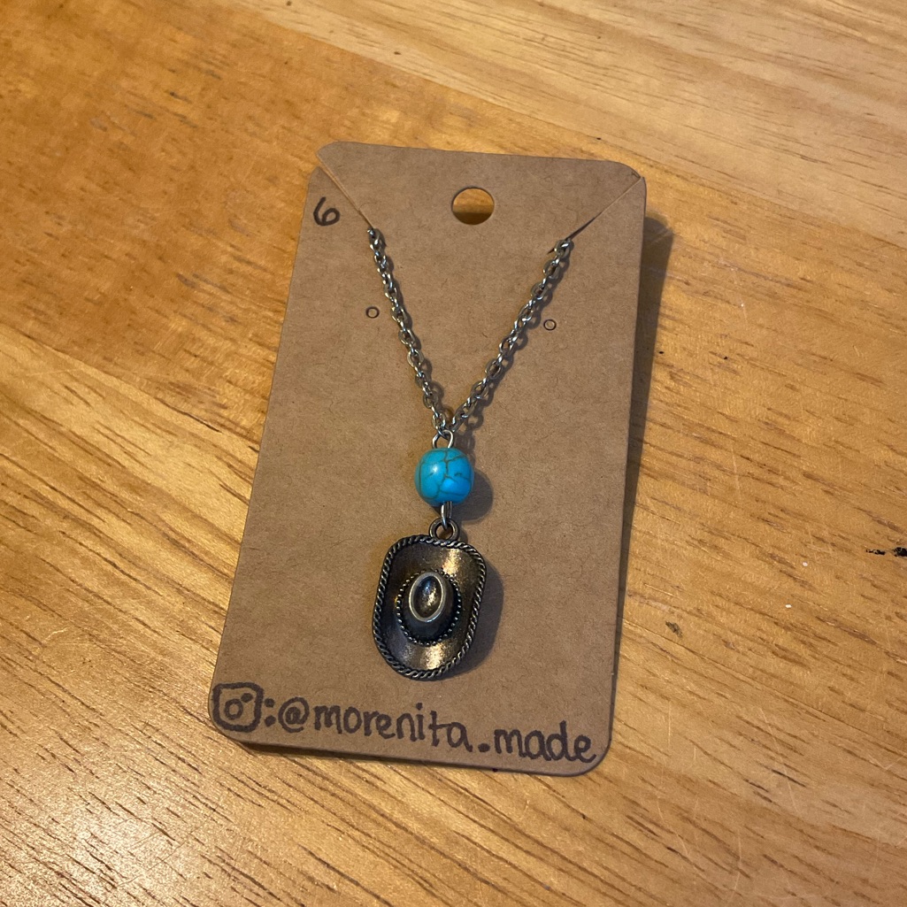 Western Cowboy Hat With Turquoise Necklace